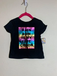 NWT Garanimals Graphic T-Shirt Rainbow Tee Black Metallic Girls Toddler Size 2T - Picture 1 of 5