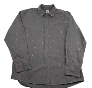 Quiksilver Modern Long Sleeve Casual Work Shirt Grey With Prints Mens Size XL - Picture 1 of 10