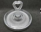 Clear Depression Glass Round Tid-Bit Tray Textured Base & Heart Handle