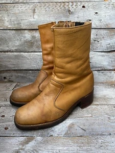 Vintage Frye 60's Campus Short Banana Yellow Square Toe Western Boots US 9D - Bild 1 von 18