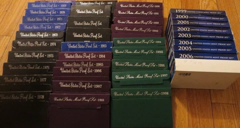 1968 to 2007 Proof Sets U.S. Mint 40 Proof Set San Francisco Mint Box and COA Cover
