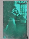 Romance: Young Couple by Window Print in Green, Old RP Postcard by E.A.S. 9870/4