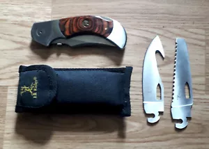 Einhandmesser Taschenmesser Tactical Knife mit 2 Wechselklingen / Säge + Etui - Bild 1 von 3