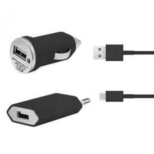 Kit 3 en 1 Cargador Unotec USB Red 1A + Mechero 1A 12V-24V + Cable micro USB - Zdjęcie 1 z 3
