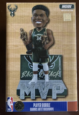 GIANNIS ANTETOKOUNMPO Milwaukee Bucks 2x NBA MVP “Back 2 Back” Bobblehead NIB! Cover
