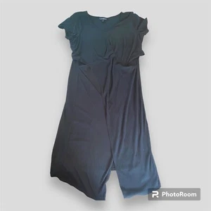 Ashley Stewart 22/24 2XL Dress Belly Knot Cutout Black Ribbed Short Sleeves - Picture 1 of 7