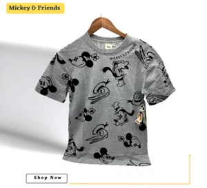 Disney Mickey Mouse Gray T-Shirt Unisex Adult Casual Size X-Small Tee Summer New - Picture 1 of 12