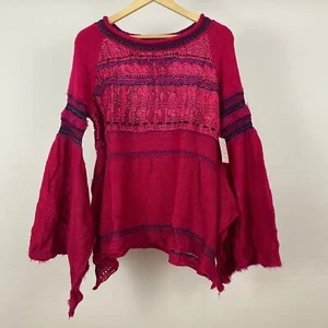 NWT Free People Craft Time Bell Sleeve Sweater - Pink - Size Small - Picture 1 of 14