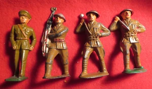 4 Barclay Manoil 1930s Ejército Plomo Juguete Soldados Oficial, Bandera, Tambor Mayor - Imagen 1 de 20