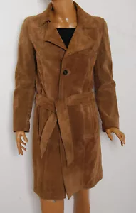 Yves Saint Laurent Women Brown Trench Coat Suede Belted Casual Overcoat Sz FR 36 - Picture 1 of 5