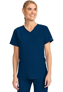 Cherokee Scrubs Women Maternity Mock Wrap V-Neck Top CK701A NAV Navy Free Ship - Picture 1 of 7