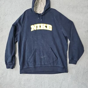 Vintage Nike Arch Logo Spell Out Hoodie SZ XXL Sweatshirt Blue Embroidered - Picture 1 of 11