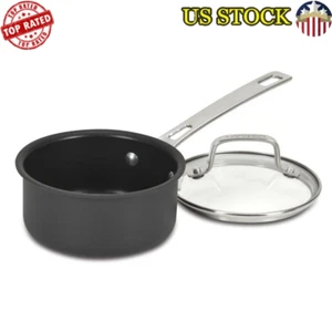 Hard Anodized 1 Qt Nonstick Saucepan W/ Cool Grip Handle & Glass Cover New - Picture 1 of 6
