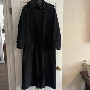 Women's London Fog Black Trenchcoat Removable Lining Vintage Medium- Silk - Picture 1 of 19