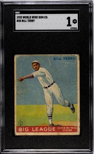 1933 World Wide Gum Co. Bill Terry #20 SGC 1 - Bild 1 von 2