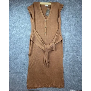 Anthropologie Mable Pulloverkleid Damen Large hellbraun Wickel-Taille zum Binden Lagenlook Schlitz - Bild 1 von 8