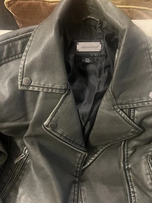 J2 by Jou Jou Gray Faux Leather Motorcycle Moto Zip Jacket Women’s Size XL - Image 1 of 4