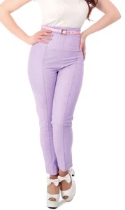 Collectif bonnie glitter cigarette trousers Lilac M 12 Pin-Up Retro - Picture 1 of 9