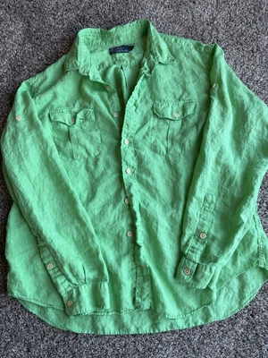 Lauren Ralph Women’s Crushed Cotton Camp Shirt Swim Cover-Up Size XXL Green - Image 1 of 4