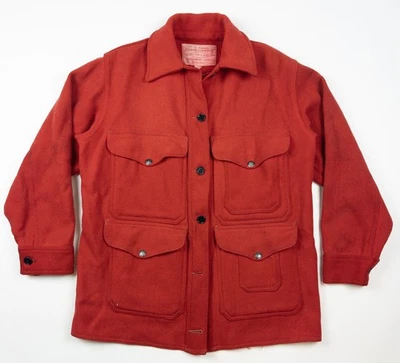 Vintage Filson Mackinaw Wool Cruiser Jacket Men Fits Small Solid Red USA Hunting - Image 1 of 4
