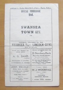 SWANSEA TOWN v LINCOLN CITY 1953/1954 *Good Condition Football Programme* - Picture 1 of 3