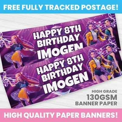 HAPPY HIPPO PARTY SUPPLIES KPOP BANNER PERSONALISED ANY NAME PHOTO DEMON HUNTERS PARTY BANNERS