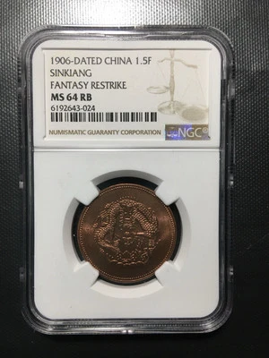 1906 Dated China 1.  5F MS 64 RB NGC - Image 1 of 3