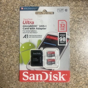 SanDisk *NEW* 32gb 2-pack Ultra MicroSDHC UHS-I Memory Card  - Picture 1 of 5