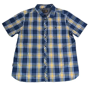Craghoppers Solarshield Mens XL Button Up Short Sleeve Shirt Blue Yellow Plaid - Picture 1 of 11