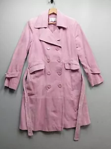 VINTAGE NEWPORT NEWS ROSA POLVERE CAMOSCIO CON CINTURA TRENCH COAT DONNA 12 FODERATI - Foto 1 di 7