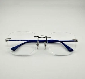Ray Ban Lightray Rimless Eyeglasses Frames RB 8757 1193 Blue Silver 53-18-140 - Picture 1 of 15