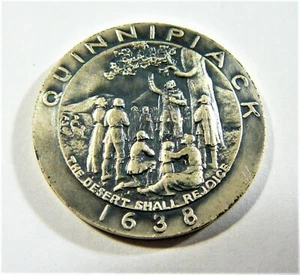 1938 New Haven CT Quinnipiack 300 aniversario medalla de bronce plateada 32 mm - Imagen 1 de 2