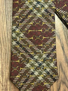 "Corbata para hombre Brooks Brothers gris granate con estampado de argyle y eslabones toda seda 57""" - Imagen 1 de 5
