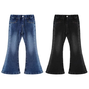 Kids Girls Pants Washed Bell-Bottom Fashion Denim Flared Jeans Outside Legging - Picture 1 of 23