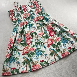NWT Janie & Jack 18 Y, Bird Floral Dress Smocked 100% Cotton Tropical Parrots - Picture 1 of 14