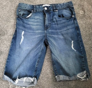 Girls Calvin Klein Bermuda Ripped Slim Cuffed Stretch Denim Shorts Size 16 (30w) - Picture 1 of 3