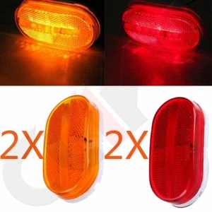 2 Red+2 Amber 6LED Rectangle Clearance 12V Side Marker Lights Trailer Camper 4'' - Picture 1 of 12
