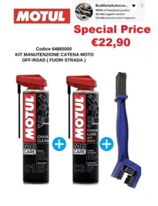KIT PULIZIA CATENA MOTUL C1 + C3 GRASSO SPRAY CATENA MOTO CROSS QUAD CHAIN LUBE - Foto 1 di 5