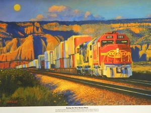 Railroad Art,Winfield,Santa Fe,18X24"Rasing the NM Moon",s/n, (0406) - Picture 1 of 1