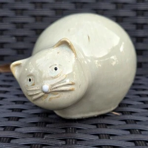 Vtg Cute Ceramic Fat Cat 'Loaf' 'Chonk' Glazed Nantucket Pottery Kitty Figurine - Picture 1 of 15