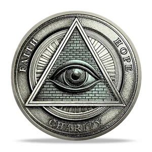 Masonic Coin Freemason Commemorative Coin Eye of Providence&Masonic Symbol - Picture 1 of 15