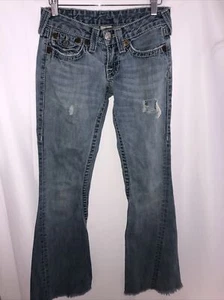 True Religion Joey Big T Boot Cut Jeans Size 26 Women's Distressed - Picture 1 of 7