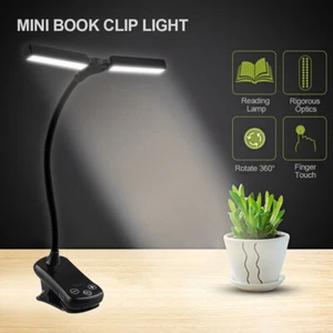 14 LED Clip On Book Light 3 Colors 8 Brightness Usb Rechargeable Book Lamp - Picture 1 of 14