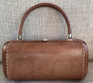 Celine Framed Doctor Bag Hard Shell Brown Leather Floral Super Rare Beautiful - Picture 1 of 13