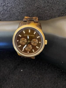 Michael Kors Tort Ritz Women's Watch ~ MK5038 ~ Tortoise Band ~ Crystal markers - Picture 1 of 12