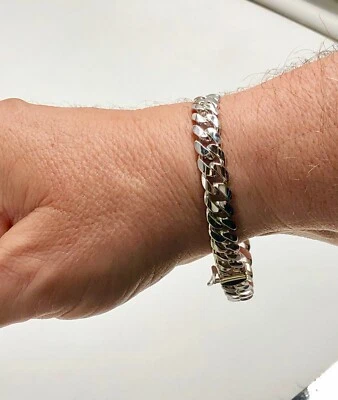 Corrente/pulseira masculina prata esterlina 925 Miami cubana elos de freio 8,5" 8,5mm 36gm - Imagem 1 de 4