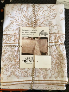 April Cornell Weihnachtsstern Gold Blumen 60 x 84" Tischdecke -- Neu mit Etikett - Bild 1 von 3