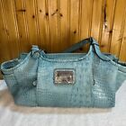 Nicole Miller Light Blue Crocodile Embossed Faux Leather purse handbag Shoulder