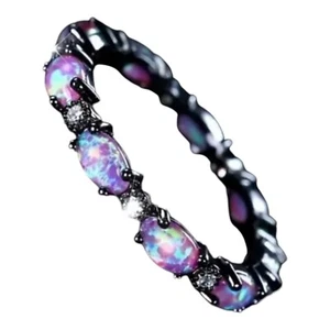 Women’s Size 7 Purple Gothic Simulated Opal Ring Cubic Zirconia 3️⃣ - Picture 1 of 6
