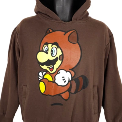 Sudadera con Capucha Vintage Super Maro Bros 3 Para Hombre Talla Mediana Marrón Y2K Tanooki Foto 1 de 4